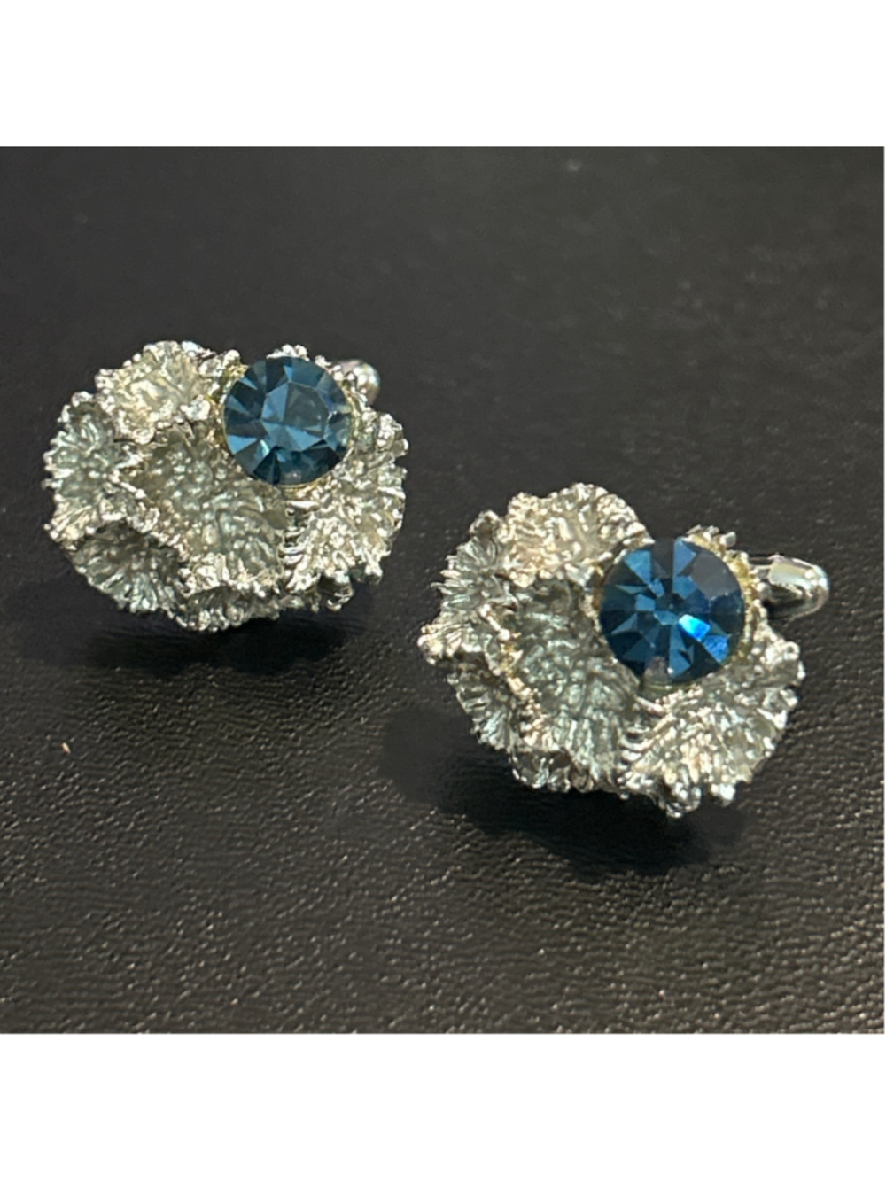 Men's Hickok Cufflinks One Size Silver Blue Textured Metal